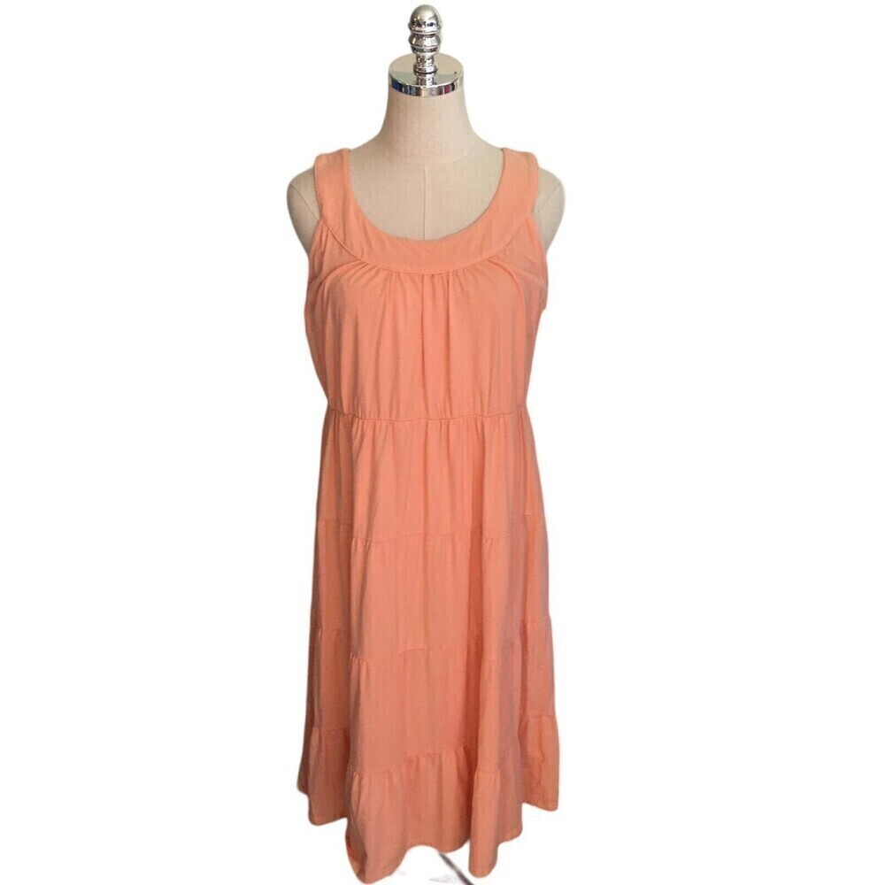 Russ Berens Peach Size Large Midi Dress Women’s Lagenlook Pink Sleeveless NEW